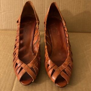 Vintage 9 West Brown Strappy Heels
